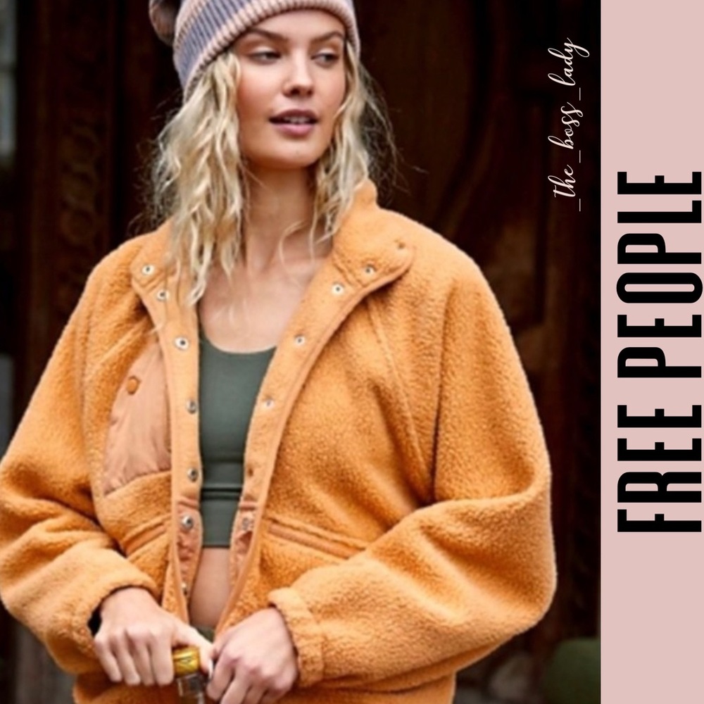 SOLD -D- Free People jacket orange fuzzy - Picture 1 of 16